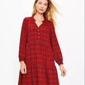 LOFT Red Plaid Dress